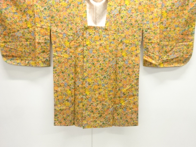 未使用品　蝶に花鳥模様道行コート